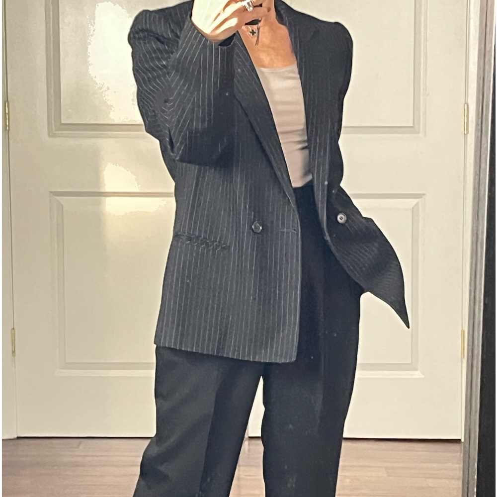 Vintage 100% Wool Pinstriped jacket blazer size 8 - Picture 3 of 13